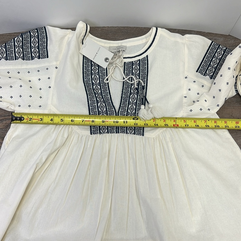 SOLD IN STORE Lucky Brand Embroidered Peasant Blouse Size Large - Picture 9 of 11